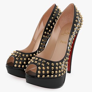 Christian Louboutin Lady Peep Patent Spikes
