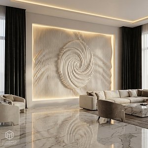 Parametric Wavy Wooden Wall Decor 13- wood cutting machines 3D