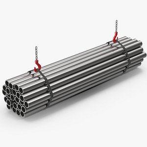 3D model Crane Hook Lifting Steel Pipes