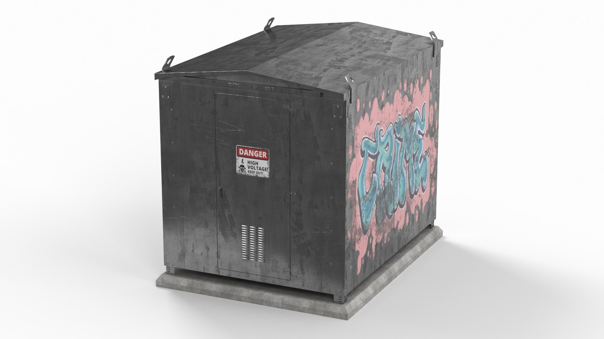 Old Large Railway Relay Cabinet 3D model preview