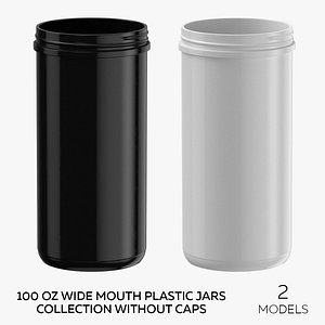 100 oz Wide Mouth Plastic Jars Collection Without Caps - 2 models model