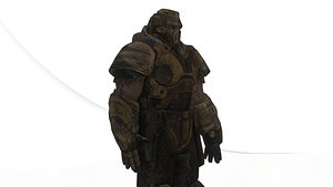 Iron Guard Futuristic Armored Soldier 3D Model Rigged Game-Ready Low-poly 3D model