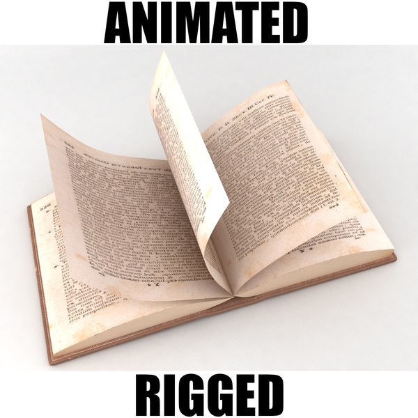 rigged old book 3d model