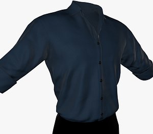 3D blue suit shirt rolled model