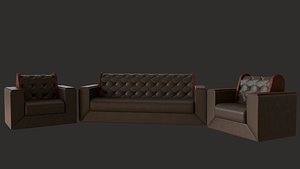 black leather sofa 3D model
