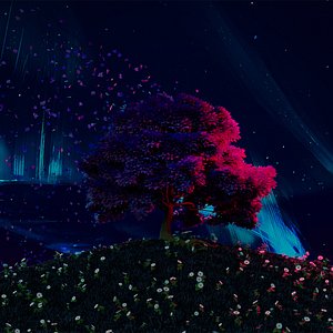 3D model Night Aurora Borealis Tree