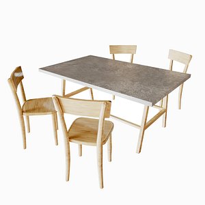 3D Table and Chairs - 3D Assets model
