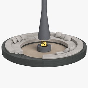 Circular Sunken Sofa with Firepit