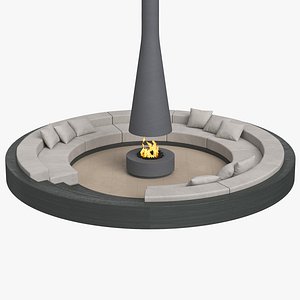 Circular Sunken Sofa with Firepit