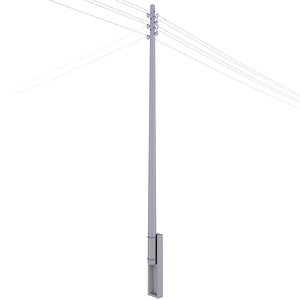 Street Medium Voltage Electric Utility Pole 15 model
