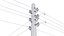 Street Medium Voltage Electric Utility Pole 15 model