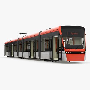 Modern City Tram Bybanen Rigged