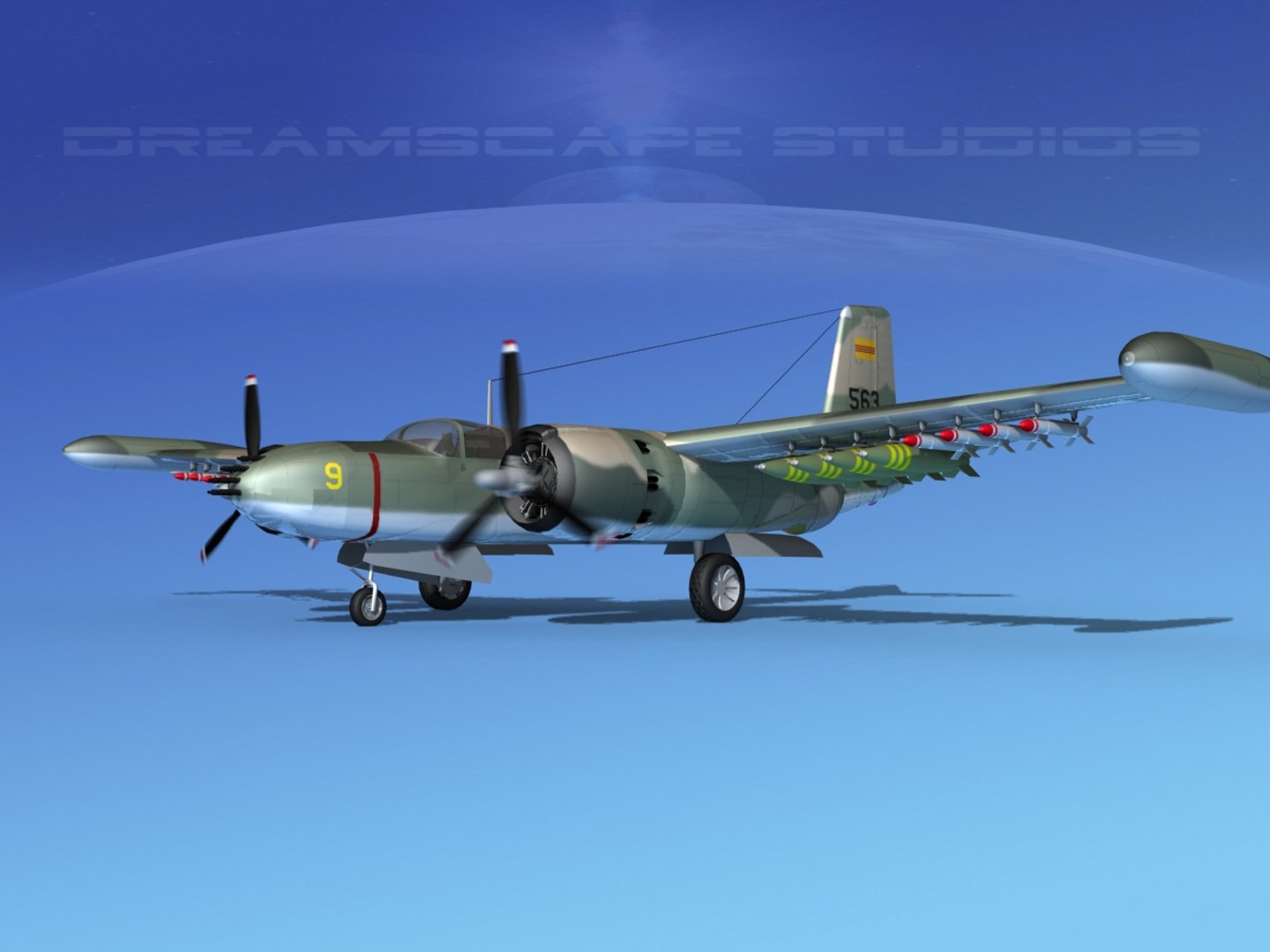 3d Douglas A-26k A-26 Bomber Model