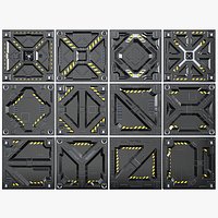 Sci-Fi Panels Black Subdivision Ready