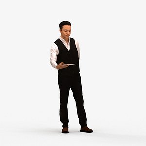 00225Kadek0006 - Adult Caucasian male waiting in hospitality setting wearing transitional seasonal c 3D model