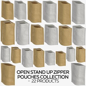 open stand zipper pouches 3D model