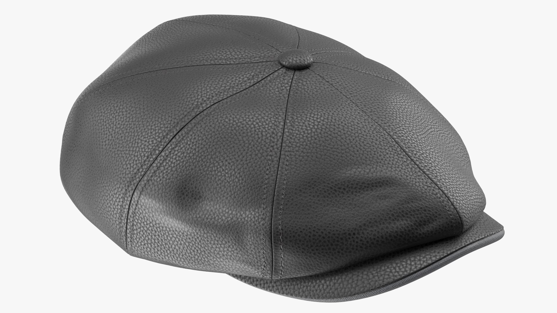 Leather Flat Cap Black 3D model preview