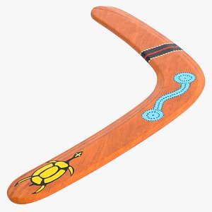 3D ethno turtle wooden boomerang model