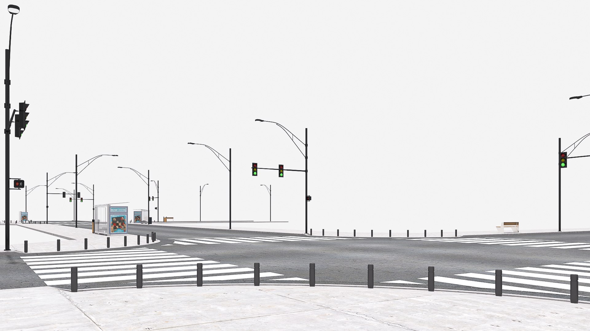 City Street Intersection 03 3D Model - TurboSquid 2155124