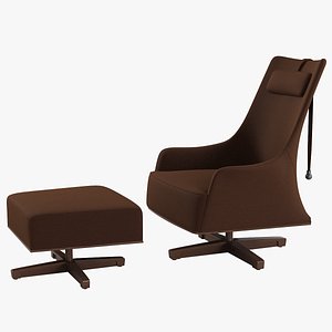 Giorgetti Mobius Swivel Wing Chair& Pouf