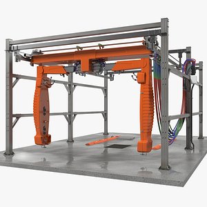 Carwash System Rigged 3D Model