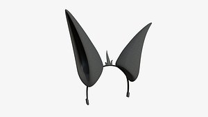 Furry Ears Tiara E09 Black - Headband Character Design 3D model