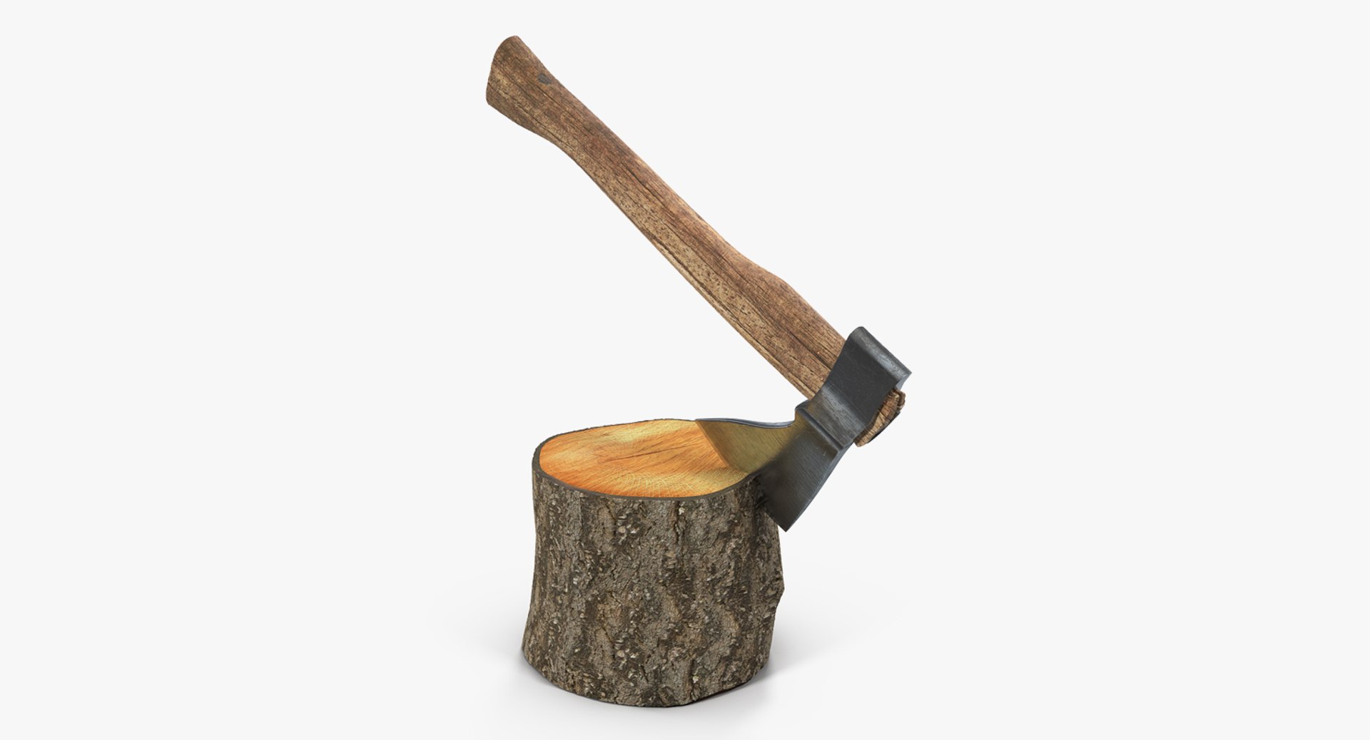 Hatchet in Log 3D model preview