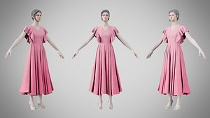 Dress 45 Tickle Me Pink With Design 3D model