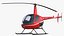 Robinson R-22 Compact Rotorcraft Red Rigged for Maya 3D