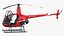 Robinson R-22 Compact Rotorcraft Red Rigged for Maya 3D