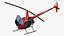 Robinson R-22 Compact Rotorcraft Red Rigged for Maya 3D