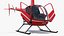 Robinson R-22 Compact Rotorcraft Red Rigged for Maya 3D