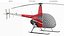 Robinson R-22 Compact Rotorcraft Red Rigged for Maya 3D