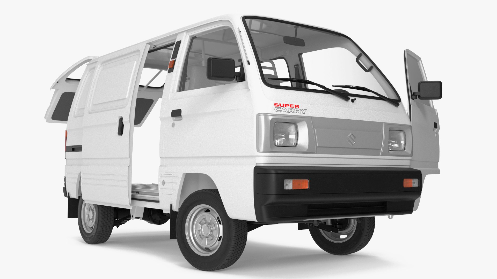 Suzuki Super Carry Van White Rigged for Maya 3D model preview