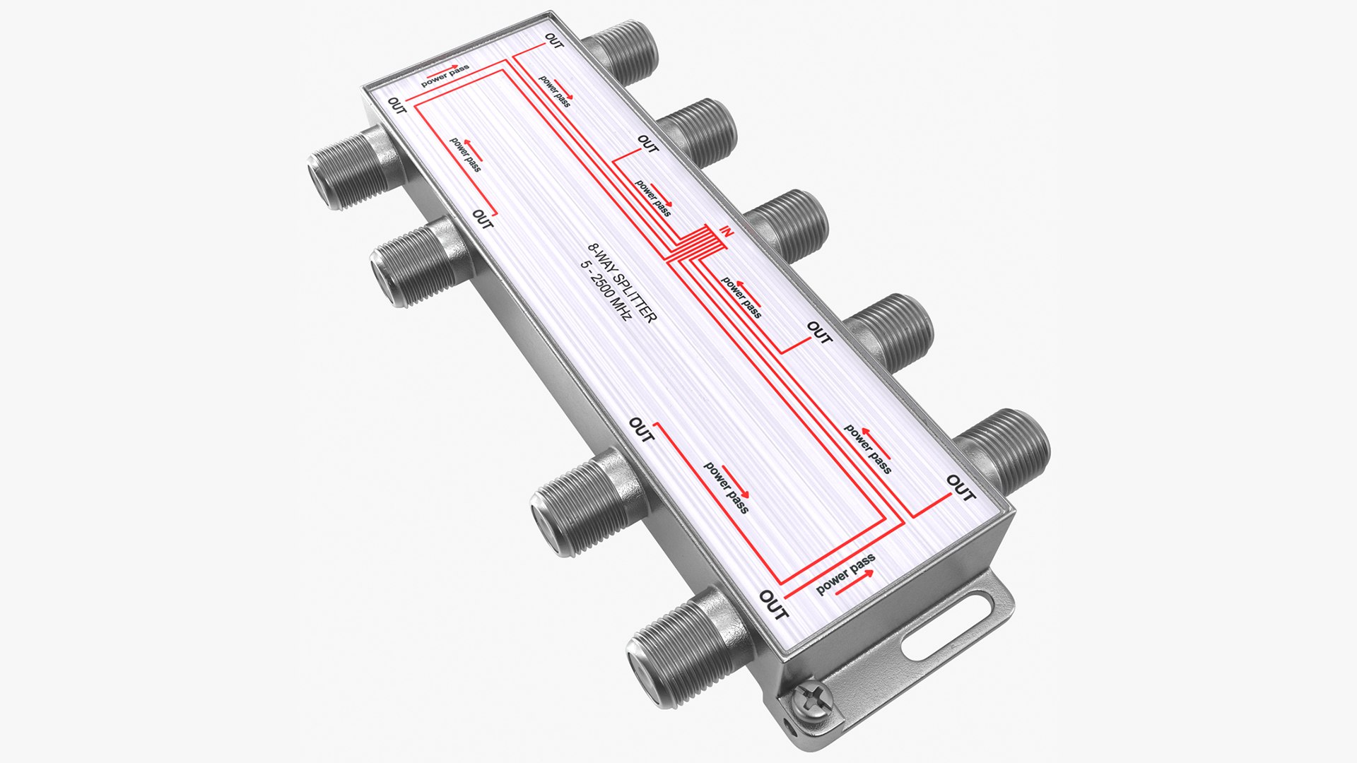 TV and Antenna 8 Way Coaxial Cable Splitter 3D model preview
