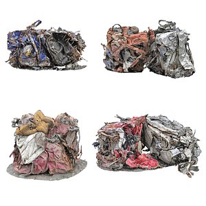 Compacted Scrap Metal Car Pack 4 3D