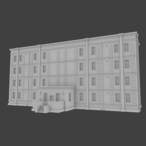 3d model brick apartment building interior exterior