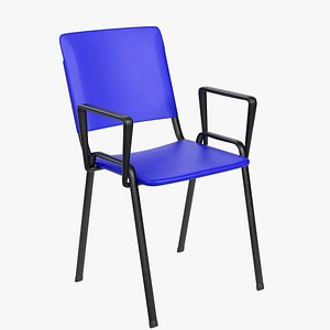 Conference plastic chair with metal frame 3D model