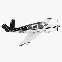 Private Aircraft Beechcraft Bonanza S35 V Tail Rigged for Maya