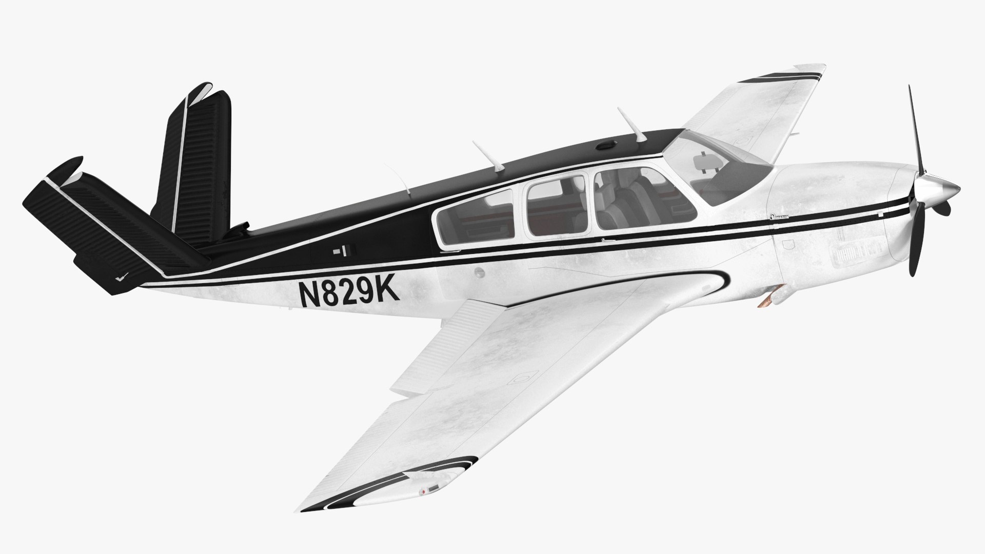Private Aircraft Beechcraft Bonanza S35 V Tail Rigged for Maya 3D model preview
