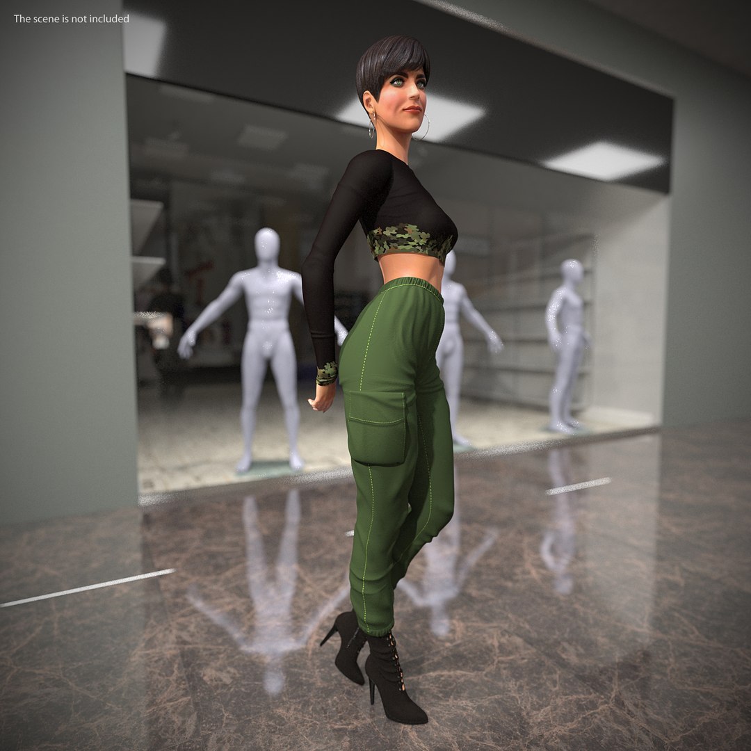 Women in Casual Street Clothes 3D model preview