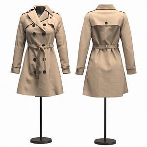 3D realistic woman coat model