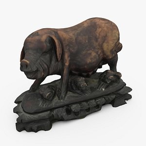 3d model ornate chinese pig