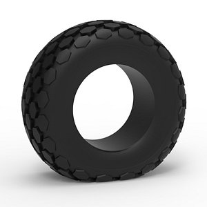 3D Offroad tire 28 deflated Scale 1 to 25