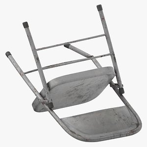 Metal Folding Chair Damaged 3D model