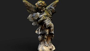 ancient ruins mossy stone cupid angel PBR photogrammetry 3D model