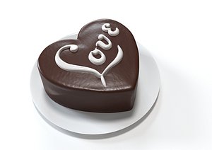 3D Heart Shaped Love Chocolate Cake 2 model