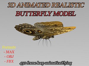 modeled butterfly animation flying wing max