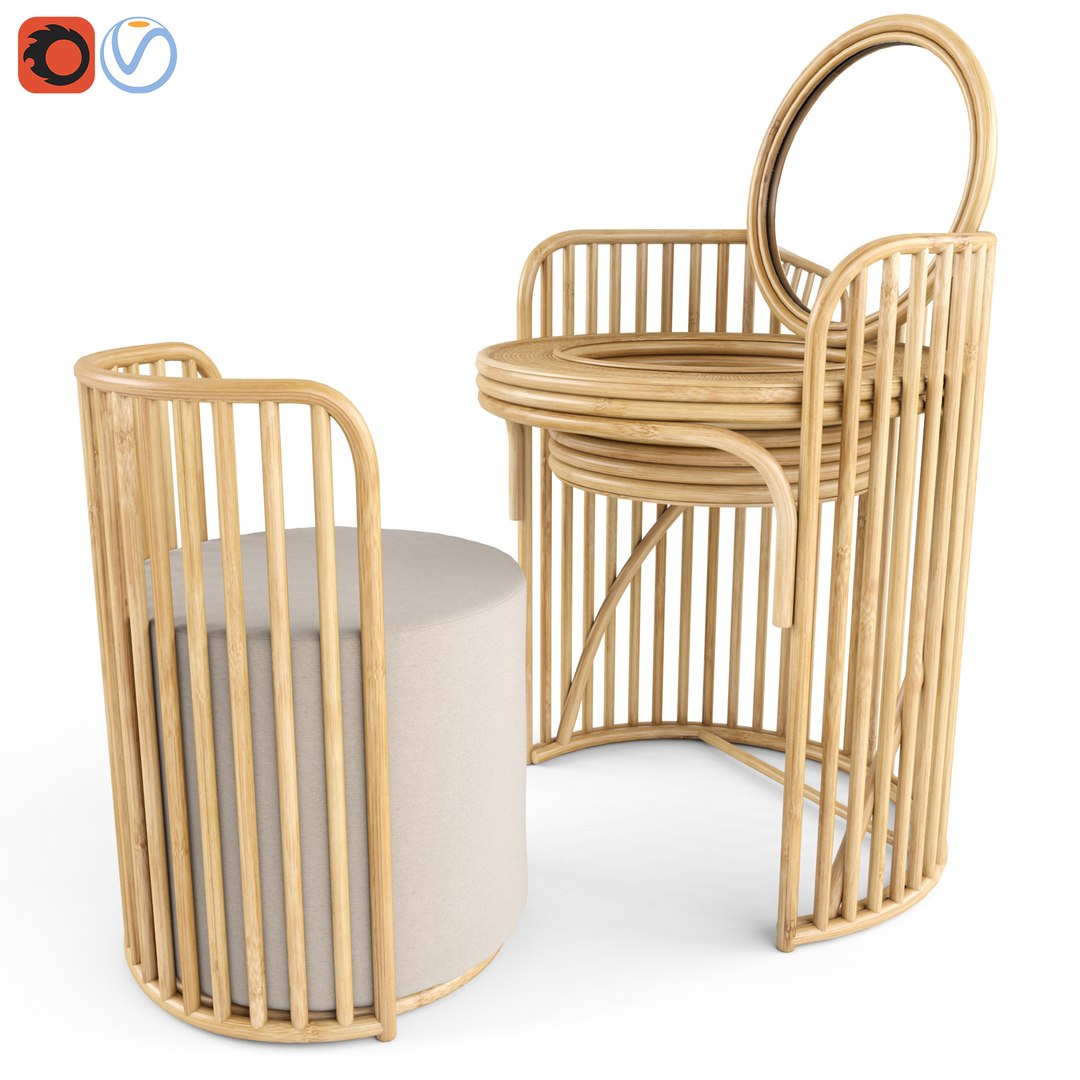 3D Elise Vanity And Stool Set TurboSquid 1725563