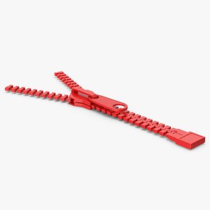 Red Zipper And Slider 3D model